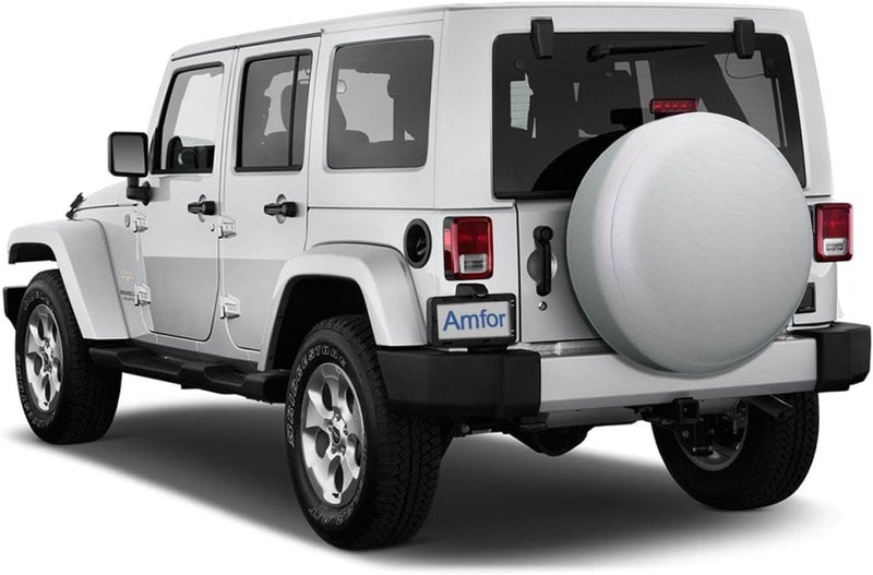 Amfor Spare Tire Cover, Universal Fit for Jeep, Trailer, RV, SUV, Truck and Many Vehicle, Wheel Diameter 25" - 27", Weatherproof Tire Protectors (White) - Image 3